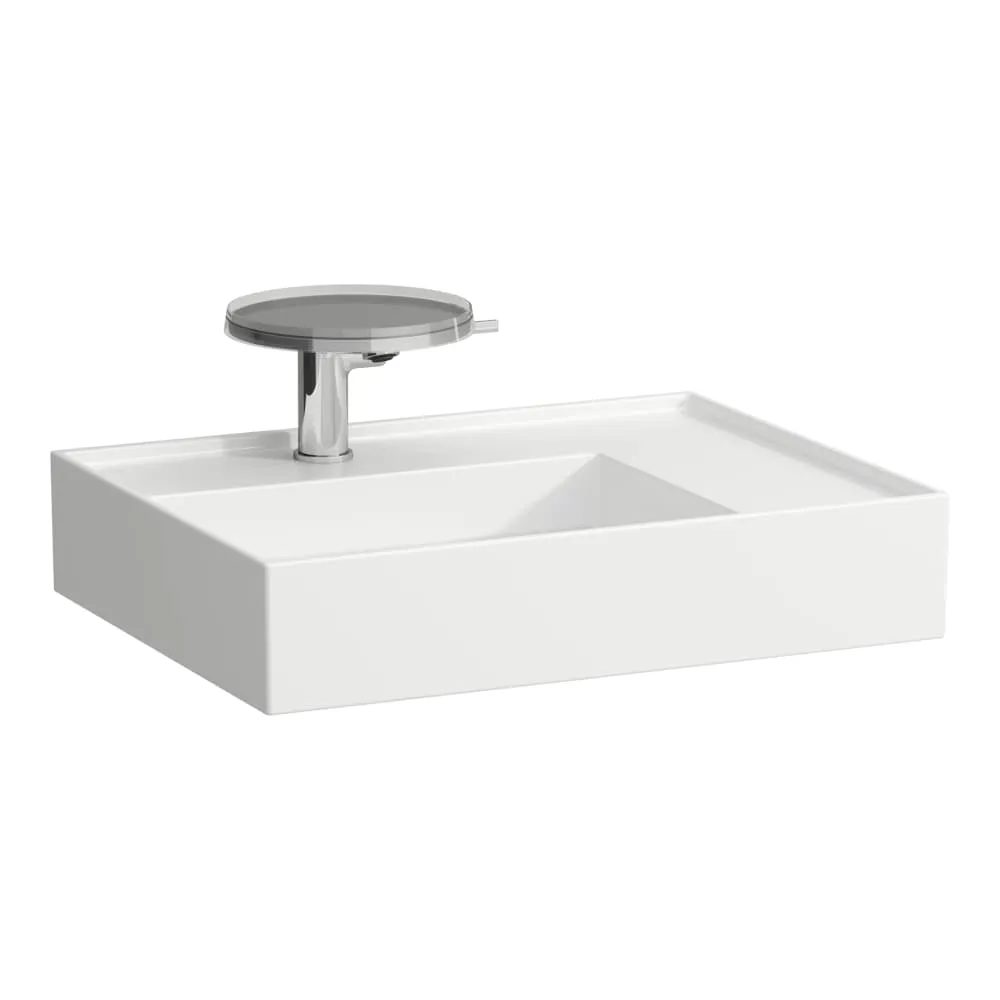 LAUFEN Kartell LAUFEN Aufsatzwaschtisch, wandgebunden, Ablage rechts, mit verdecktem Ablauf 600 x 460 x 120 mm #H8183344001121 - 400 - Weiẞ LCC (LAUFEN Clean Coat)