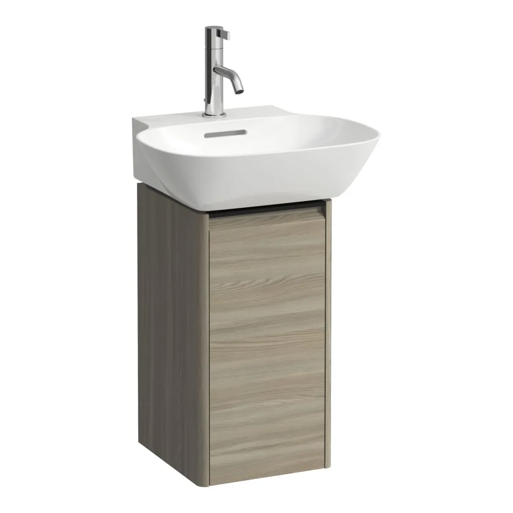 LAUFEN BASE Waschtischunterbau, 1 Tür, Scharnier rechts, 1 Innenablage, mit Griff Aluminium Schwarz, passend zu Handwaschbecken H815301 275 x 295 x 515 mm #H4030141102621 - 262 - Ulme hell