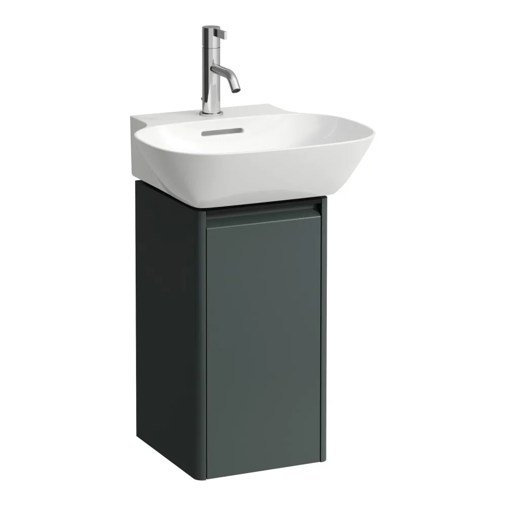 LAUFEN BASE Waschtischunterbau, 1 Tür, Scharnier rechts, 1 Innenablage, mit Griff Aluminium Schwarz, passend zu Handwaschbecken H815301 275 x 295 x 515 mm #H4030141102661 - 266 - Verkehrsgrau