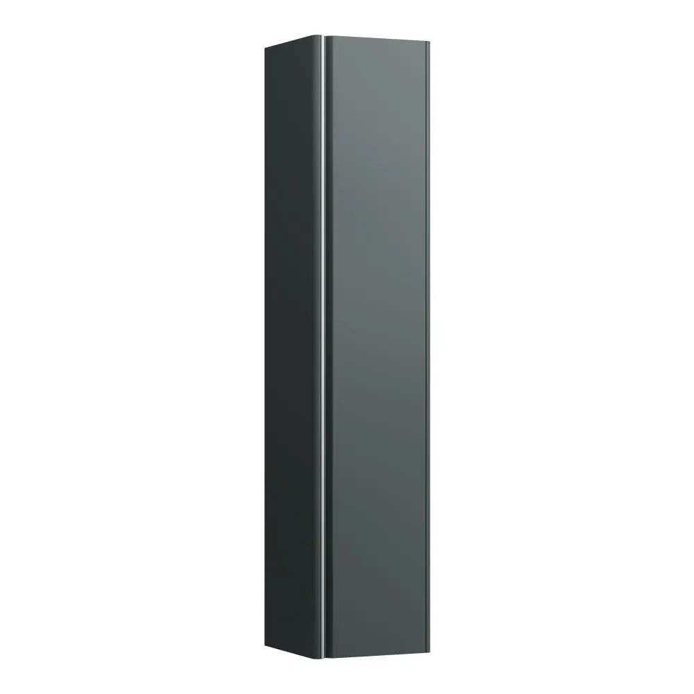 LAUFEN BASE Hochschrank, 1 Tür, Scharnier rechts, 1 fester Fachboden und 4 Glasablagen, mit Griff Aluminium eloxiert 350 x 335 x 1650 mm #H4030321102661 - 266 - Verkehrsgrau