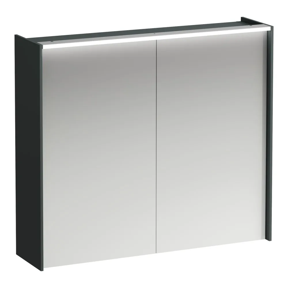 LAUFEN LANI Spiegelschrank 800, 2 Türen, mit LED Lichtelement horizontal, 2 Glasfachböden, 1 Steckdose (EU) 820 x 210 x 715 mm #H4037621122661 - 266 - Verkehrsgrau