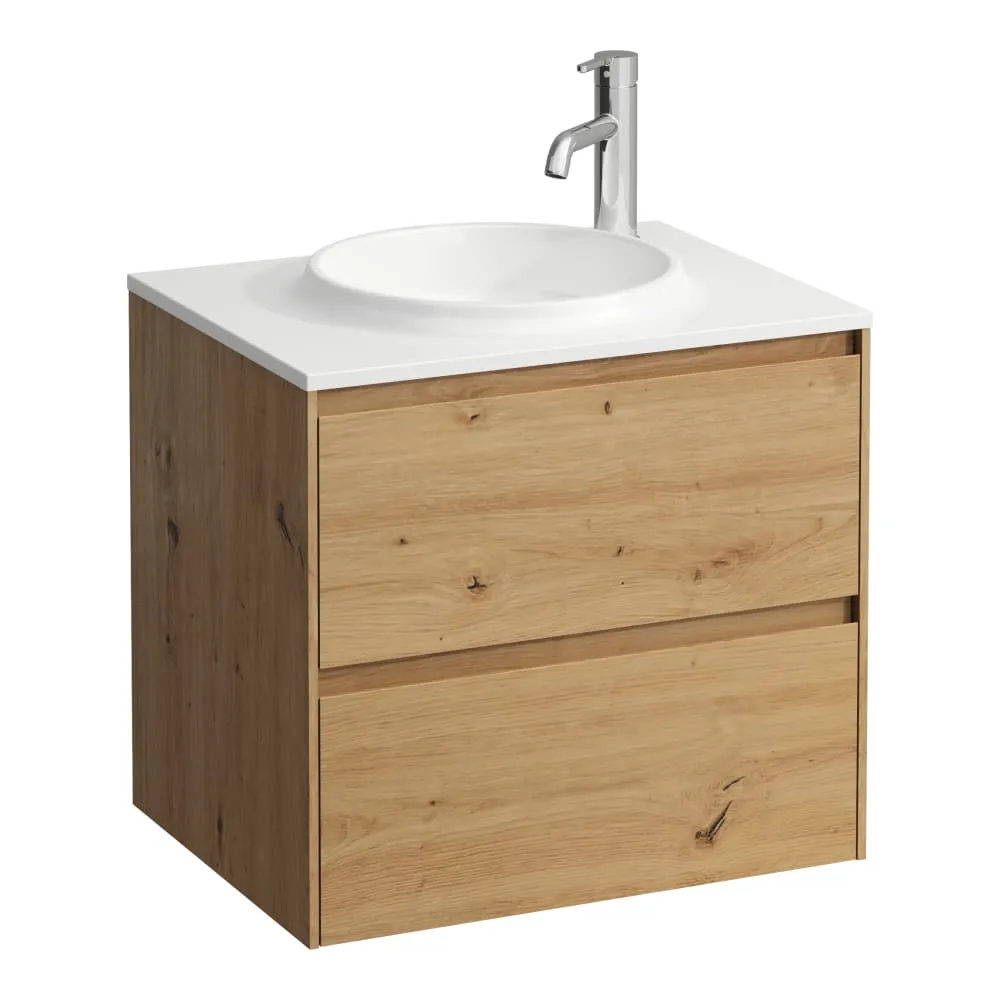 LAUFEN LANI Waschtischunterbau 600, 2 Schubladen, passend zu Marbond Waschtisch H814073 570 x 440 x 515 mm #H4042521122671 - 267 - Wildeiche