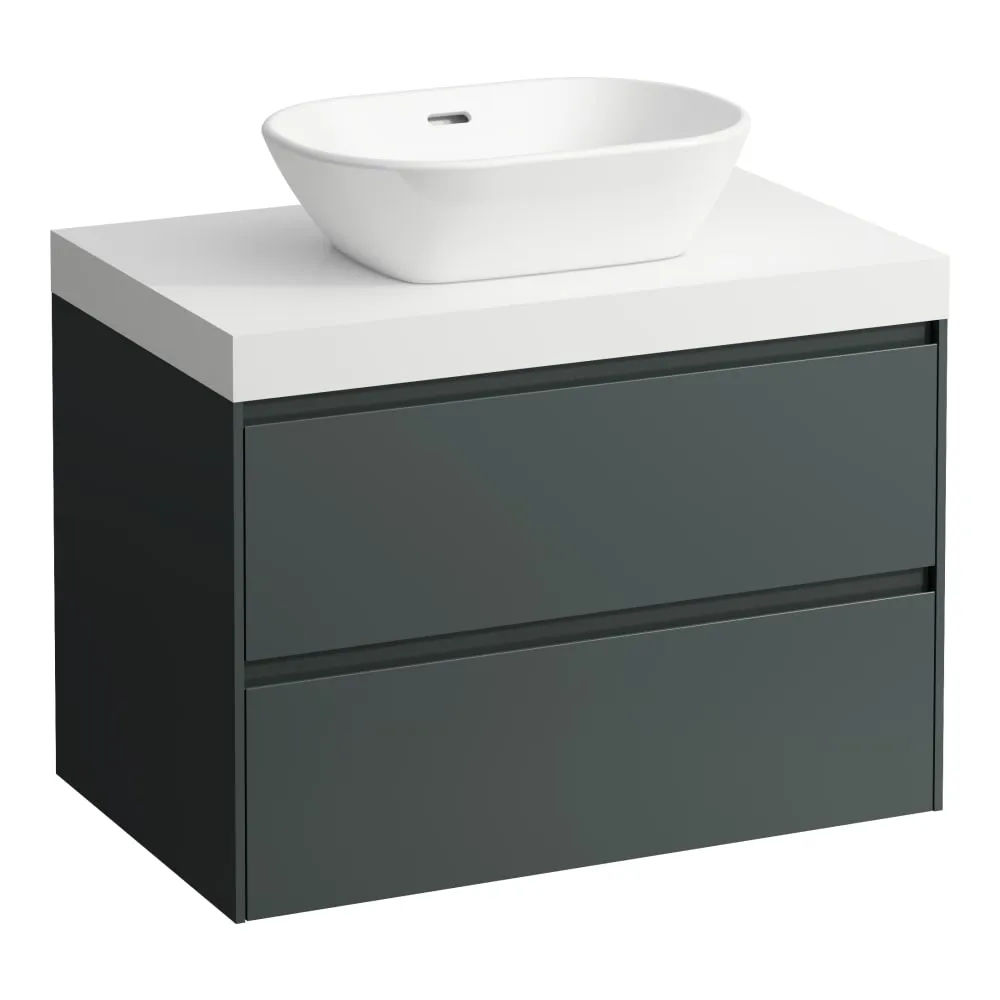 LAUFEN LANI Modular 800, Waschtischplatte 65 mm (.260 Weiß matt), Ausschnitt Mitte, 2 Schubladen 785 x 495 x 580 mm #H4045511122661 - 266 - Verkehrsgrau
