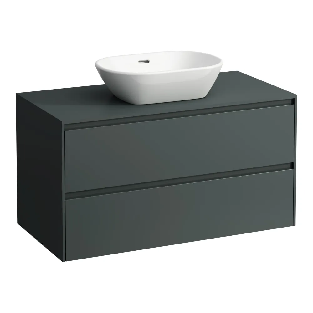 LAUFEN LANI Schubladenelement 1000, 2 Schubladen, Ausschnitt Mitte, Abdeckplatte 12 mm 985 x 495 x 525 mm #H4043211122661 - 266 - Verkehrsgrau