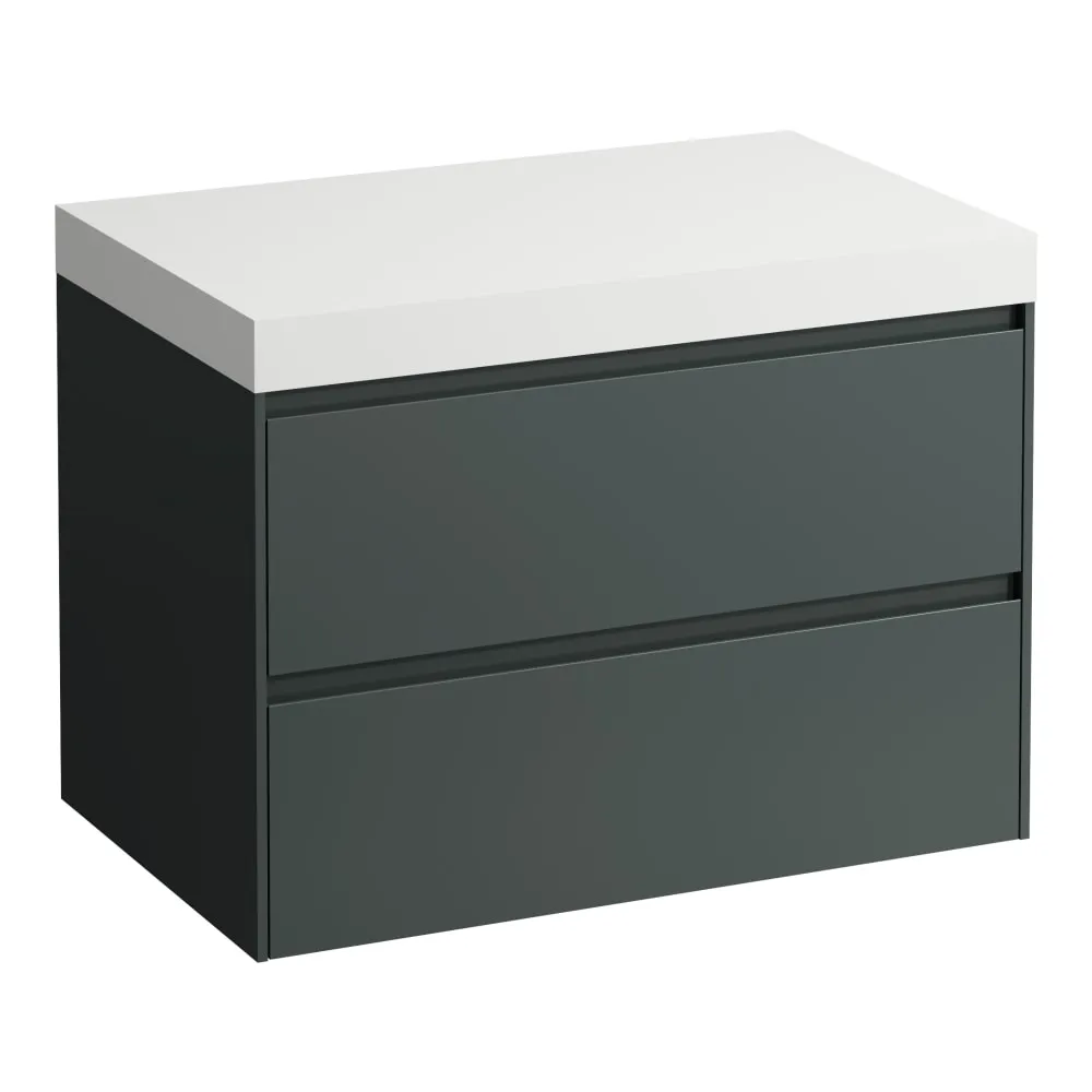 LAUFEN LANI Modular 800, Waschtischplatte 65 mm (.260 Weiß matt), ohne Ausschnitt, 2 Schubladen 785 x 495 x 580 mm #H4045501122661 - 266 - Verkehrsgrau