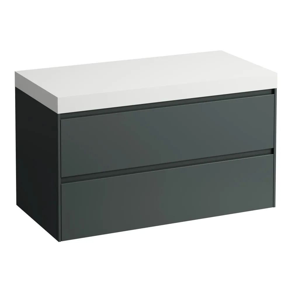 LAUFEN LANI Modular 1000, Waschtischplatte 65 mm (.260 Weiß matt), ohne Ausschnitt, 2 Schubladen 985 x 495 x 580 mm #H4045601122661 - 266 - Verkehrsgrau