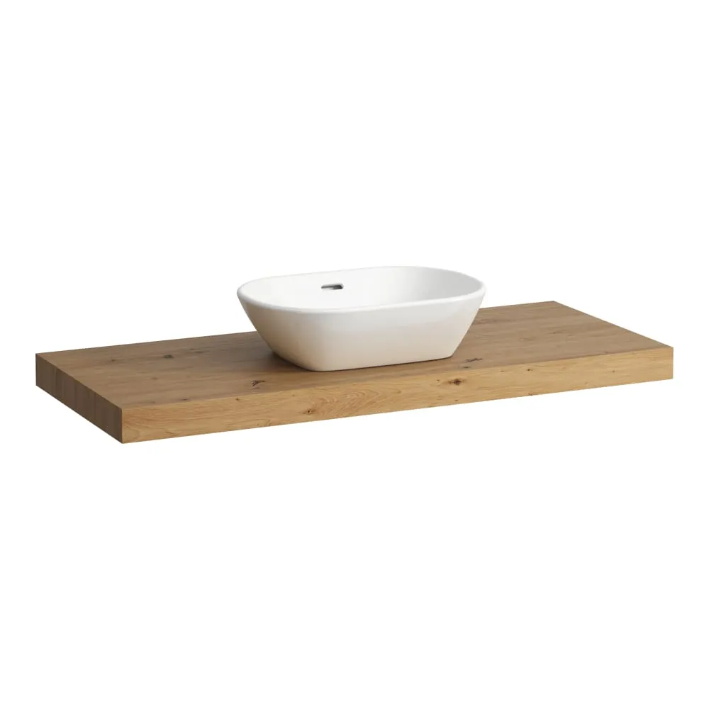 LAUFEN LANI Waschtischplatte 1200, 65 mm dick, Ausschnitt Mitte, inkl. 2 Wandhalterungen 1185 x 495 x 65 mm #H4046711122671 - 267 - Wildeiche