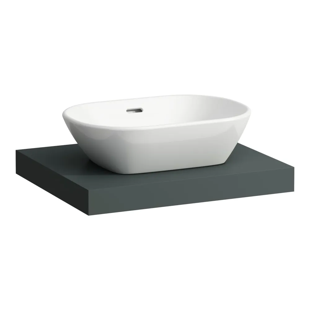 LAUFEN LANI Waschtischplatte 600, 65 mm dick, Ausschnitt Mitte, inkl. 2 Wandhalterungen 585 x 495 x 65 mm #H4046411122661 - 266 - Verkehrsgrau