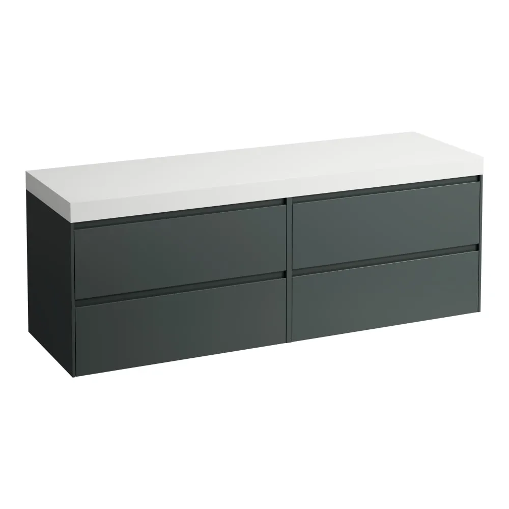 LAUFEN LANI Modular 1600, Waschtischplatte 65 mm (.260 Weiß matt), ohne Ausschnitt, 4 Schubladen: Element 800 + Element 800 1570 x 495 x 580 mm #H4045901122661 - 266 - Verkehrsgrau