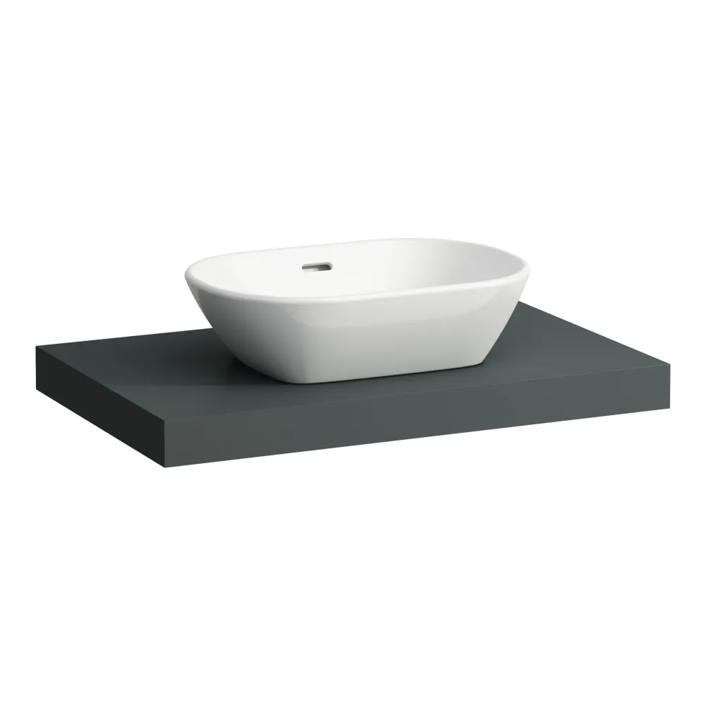LAUFEN LANI Waschtischplatte 800, 65 mm dick, Ausschnitt Mitte, inkl. 2 Wandhalterungen 785 x 495 x 65 mm #H4046511122661 - 266 - Verkehrsgrau