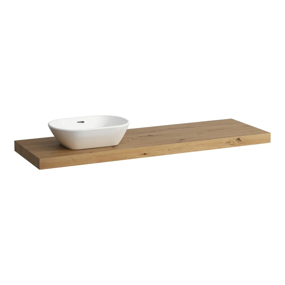 LAUFEN LANI Waschtischplatte 1600, 65 mm dick, Ausschnitt links, inkl. 3 Wandhalterungen 1570 x 495 x 65 mm #H4046921122671 - 267 - Wildeiche