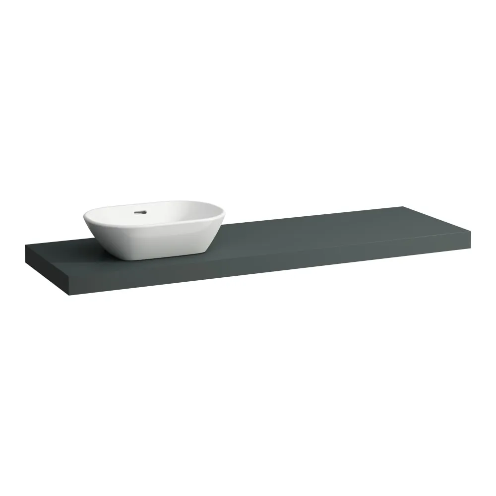 LAUFEN LANI Waschtischplatte 1600, 65 mm dick, Ausschnitt links, inkl. 3 Wandhalterungen 1570 x 495 x 65 mm #H4046921122661 - 266 - Verkehrsgrau