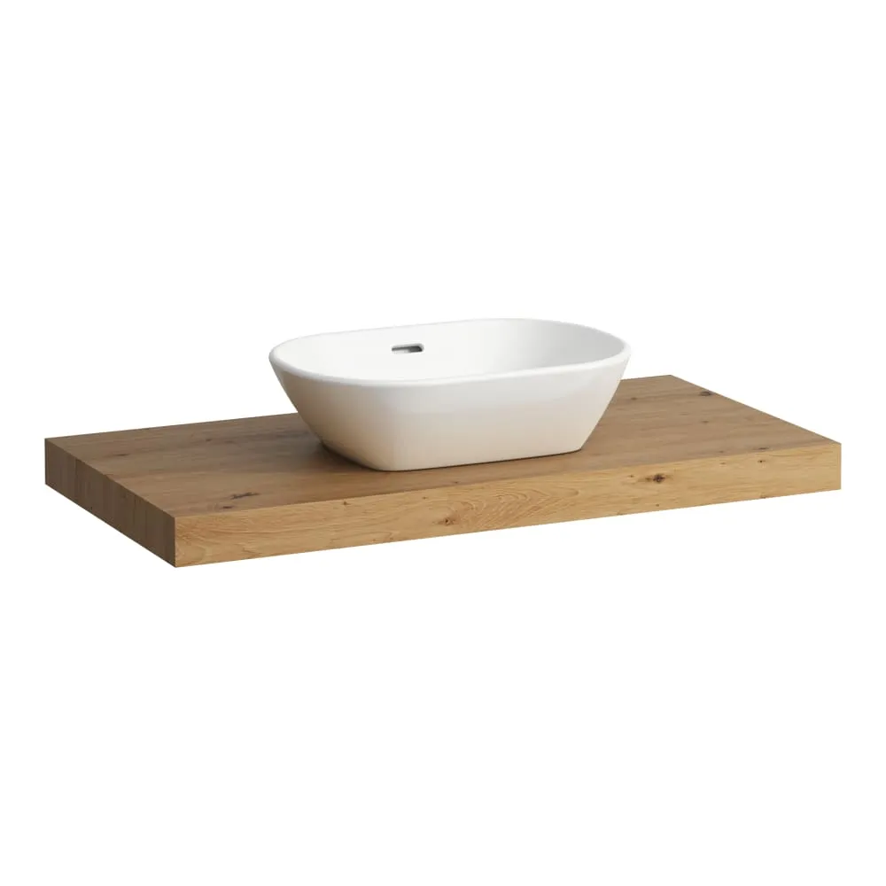 LAUFEN LANI Waschtischplatte 1000, 65 mm dick, Ausschnitt Mitte, inkl. 2 Wandhalterungen 985 x 495 x 65 mm #H4046611122671 - 267 - Wildeiche