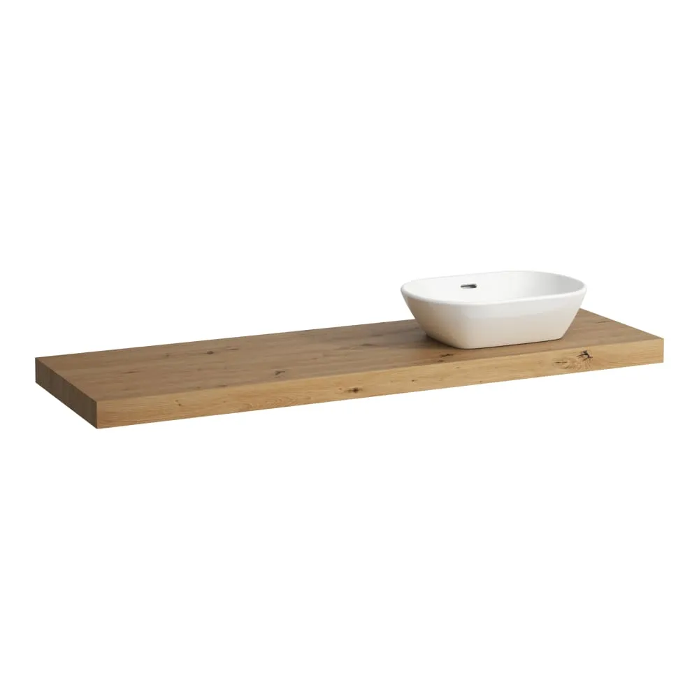 LAUFEN LANI Waschtischplatte 1600, 65 mm dick, Ausschnitt rechts, inkl. 3 Wandhalterungen 1570 x 495 x 65 mm #H4046931122671 - 267 - Wildeiche