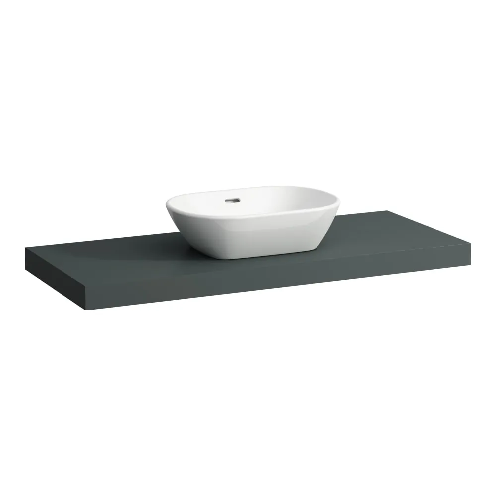 LAUFEN LANI Waschtischplatte 1200, 65 mm dick, Ausschnitt Mitte, inkl. 2 Wandhalterungen 1185 x 495 x 65 mm #H4046711122661 - 266 - Verkehrsgrau