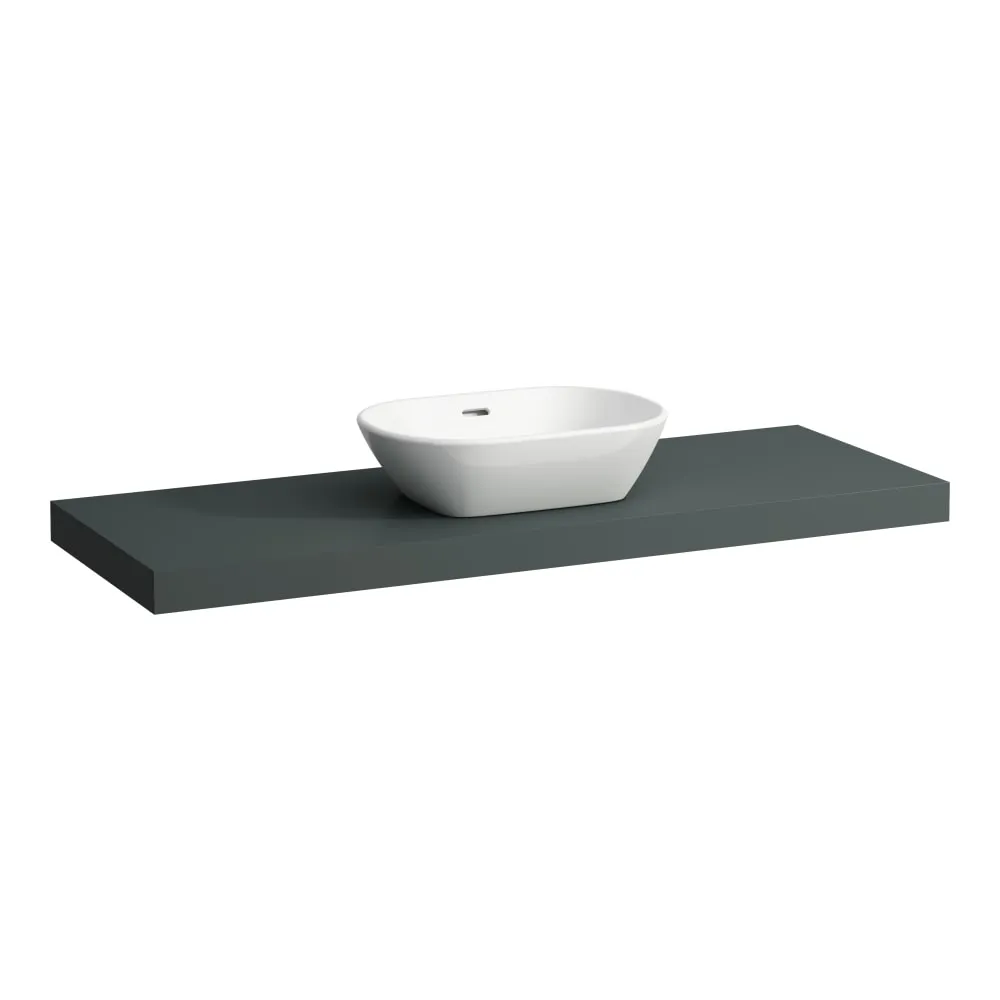 LAUFEN LANI Waschtischplatte 1400, 65 mm dick, Ausschnitt Mitte, inkl. 3 Wandhalterungen 1370 x 495 x 65 mm #H4046811122661 - 266 - Verkehrsgrau