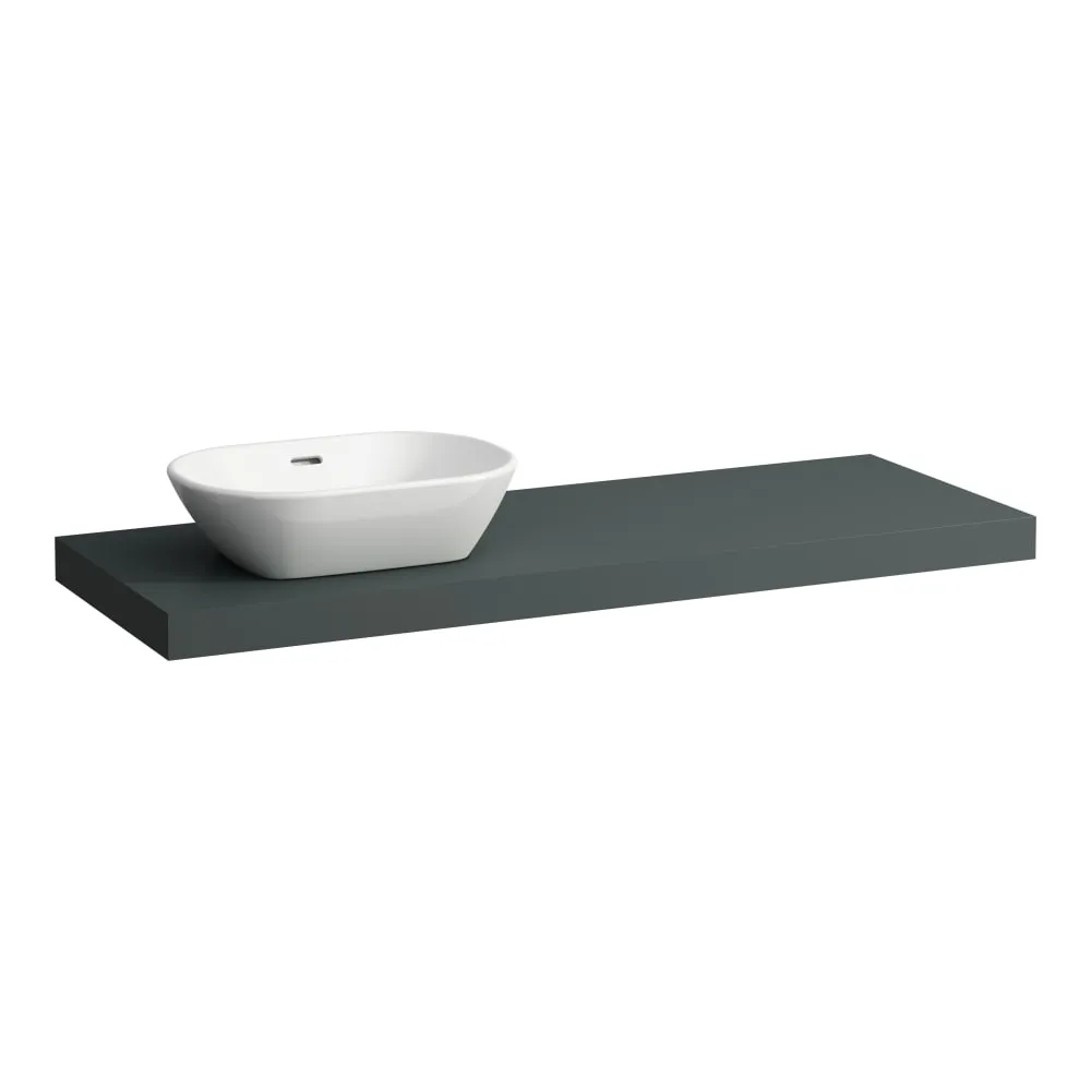 LAUFEN LANI Waschtischplatte 1400, 65 mm dick, Ausschnitt links, inkl. 3 Wandhalterungen 1370 x 495 x 65 mm #H4046821122661 - 266 - Verkehrsgrau
