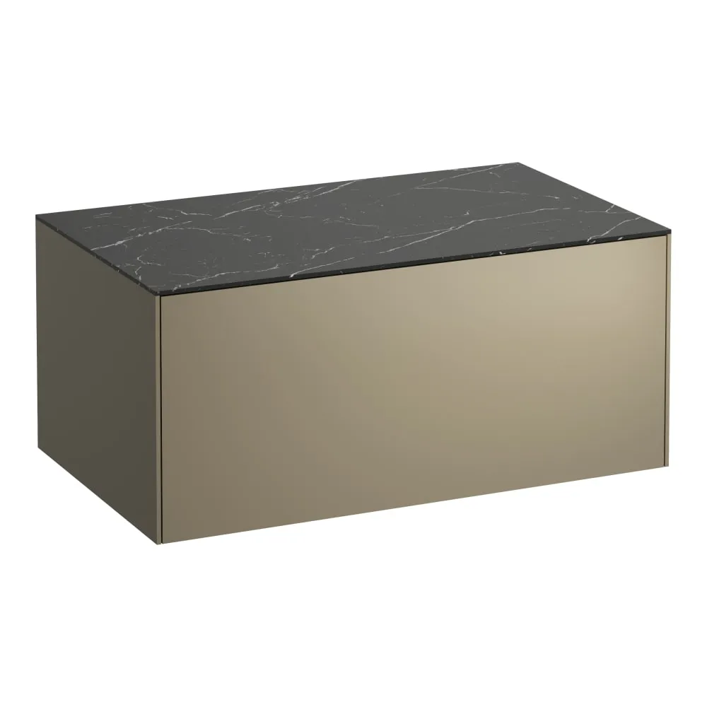 LAUFEN SONAR Schubladenelement 800, 1 Schublade, ohne Ausschnitt 775 x 455 x 340 mm #H4054100341421 - 142 - Deckplatte Nero Marquina, Korpus/Front Titan (lackiert)