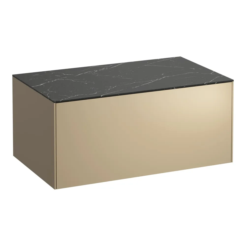 LAUFEN SONAR Schubladenelement 800, 1 Schublade, ohne Ausschnitt 775 x 455 x 340 mm #H4054100341401 - 140 - Deckplatte Nero Marquina, Korpus/Front Gold (lackiert)
