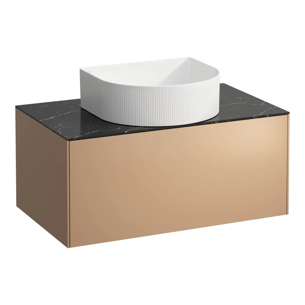 LAUFEN SONAR Schubladenelement, 1 Schublade, passend zu Waschtisch-Schalen H812340, H812341, H812342, H812343, Ausschnitt Mitte 775 x 455 x 340 mm #H4054110341411 - 141 - Deckplatte Nero Marquina, Korpus/Front Kupfer (lackiert)