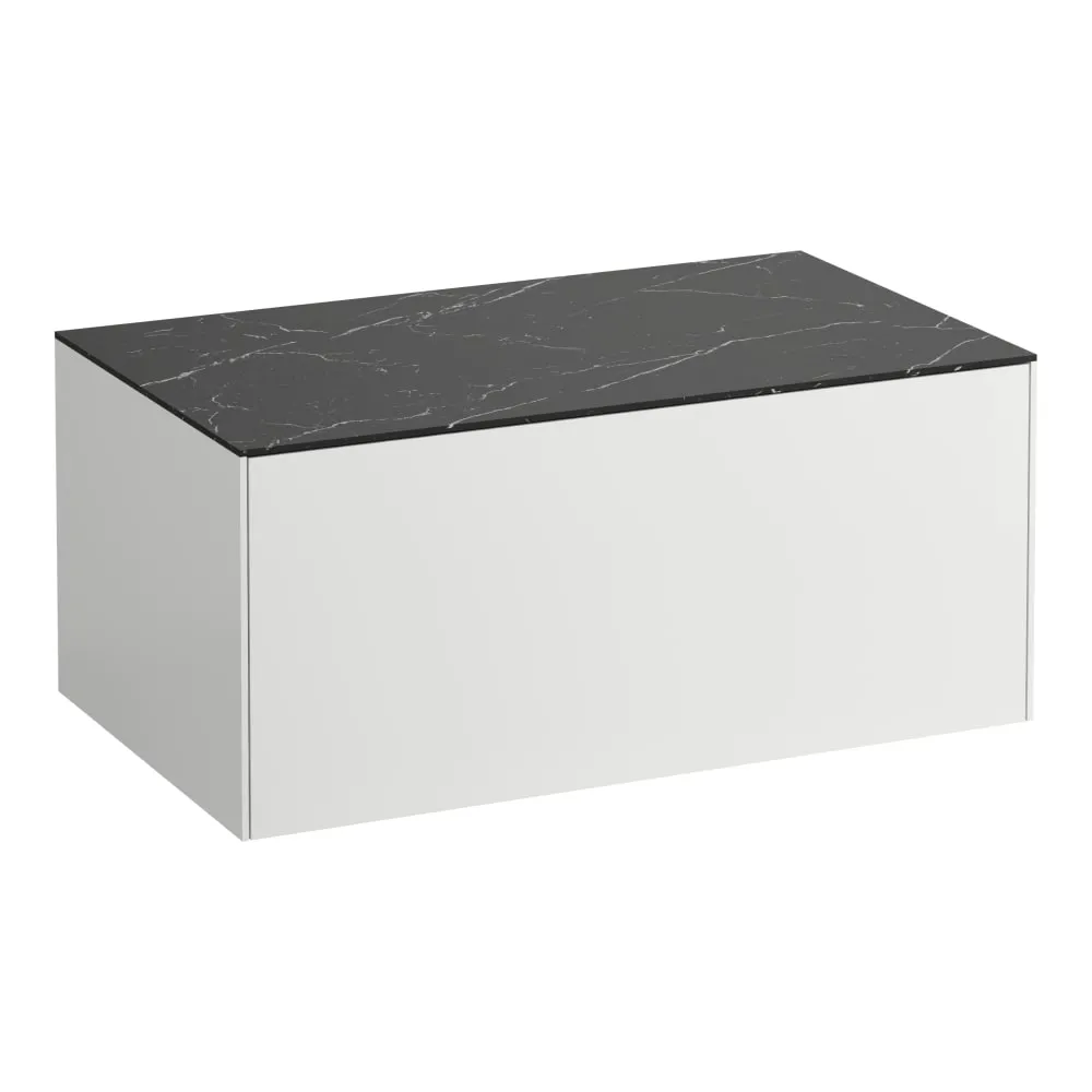 LAUFEN SONAR Schubladenelement 800, 1 Schublade, ohne Ausschnitt 775 x 455 x 340 mm #H4054100341431 - 143 - Weiß matt & Nero Marquina