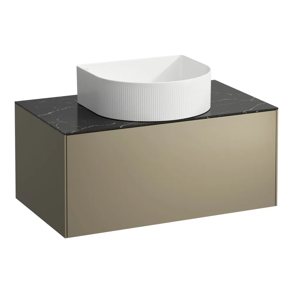 LAUFEN SONAR Schubladenelement, 1 Schublade, passend zu Waschtisch-Schalen H812340, H812341, H812342, H812343, Ausschnitt Mitte 775 x 455 x 340 mm #H4054110341421 - 142 - Deckplatte Nero Marquina, Korpus/Front Titan (lackiert)