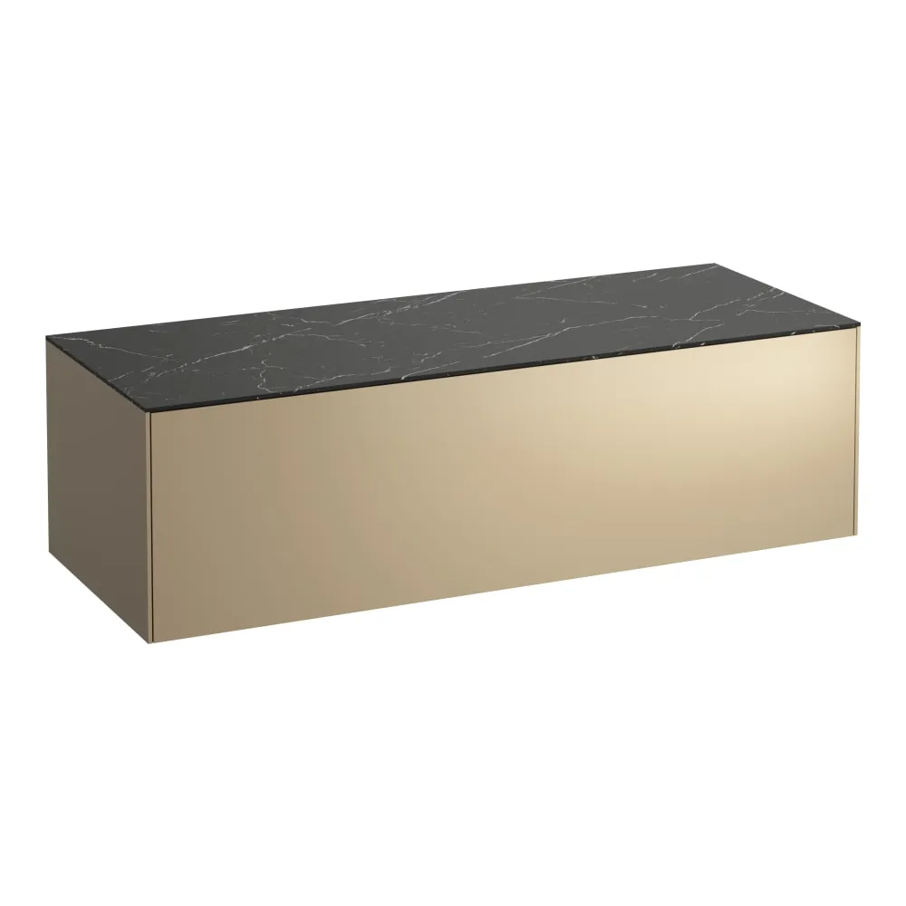 LAUFEN SONAR Schubladenelement 1200, 1 Schublade, ohne Ausschnitt 1175 x 455 x 340 mm #H4054200341401 - 140 - Deckplatte Nero Marquina, Korpus/Front Gold (lackiert)