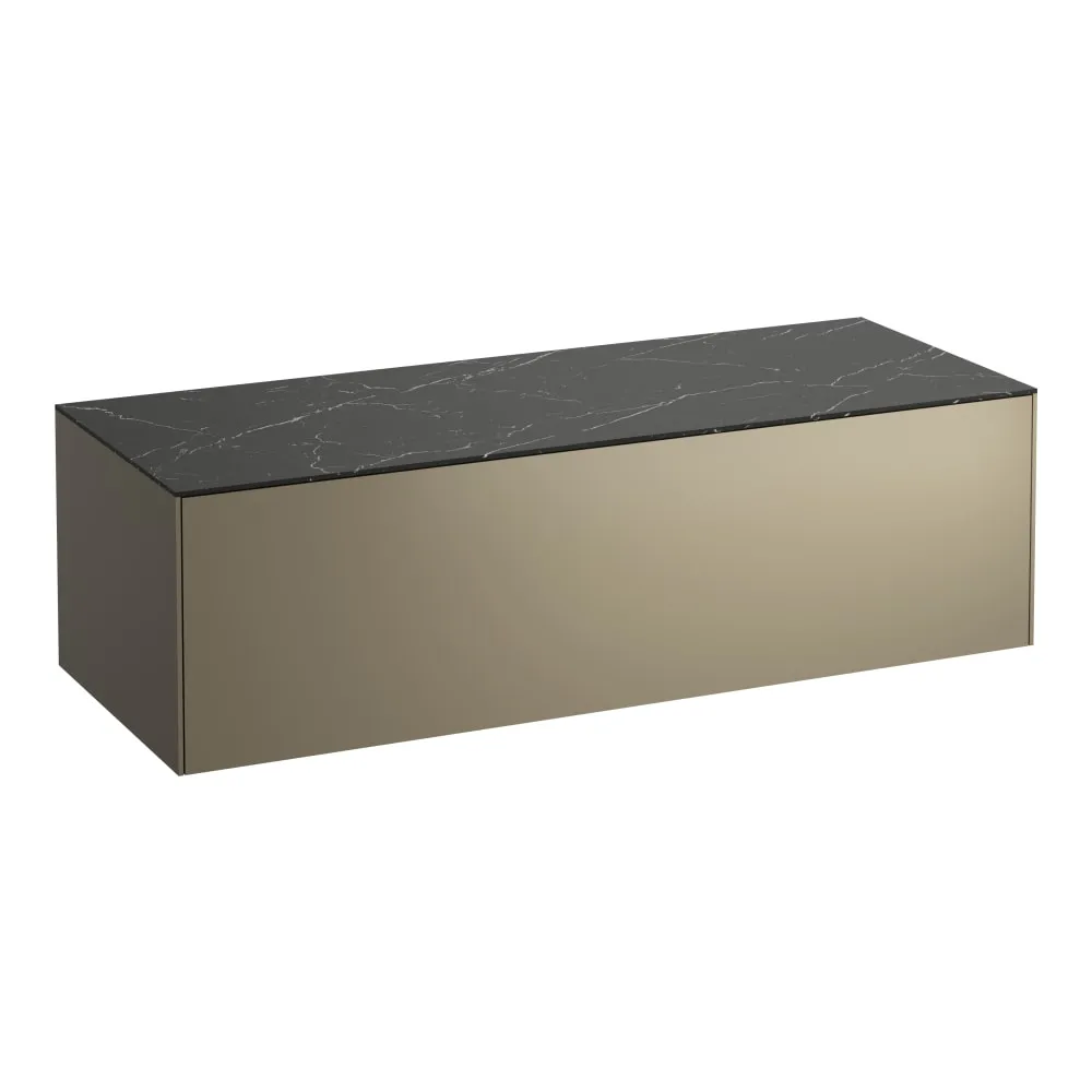 LAUFEN SONAR Schubladenelement 1200, 1 Schublade, ohne Ausschnitt 1175 x 455 x 340 mm #H4054200341421 - 142 - Deckplatte Nero Marquina, Korpus/Front Titan (lackiert)