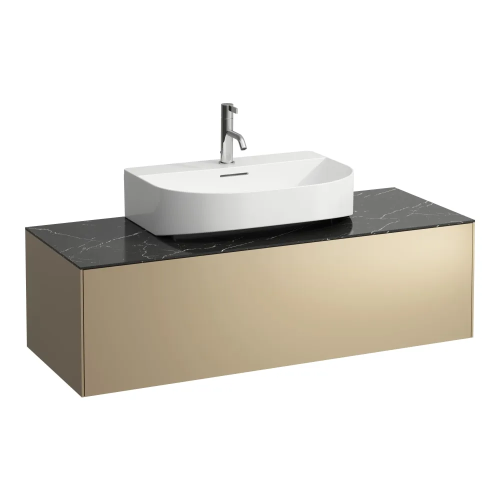 LAUFEN SONAR Schubladenelement, 1 Schublade, passend zu Aufsatzwaschtischen H816341, H816342 1175 x 455 x 340 mm #H4054510341401 - 140 - Deckplatte Nero Marquina, Korpus/Front Gold (lackiert)