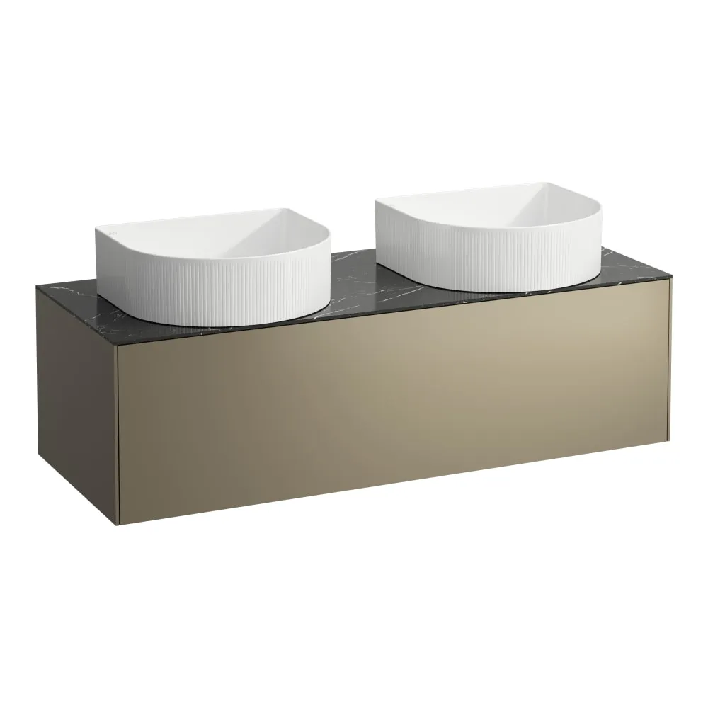 LAUFEN SONAR Schubladenelement, 1 Schublade, passend zu Waschtisch-Schalen H812340, H812341, H812342, H812343, Ausschnitt links und rechts 1175 x 455 x 340 mm #H4054240341421 - 142 - Deckplatte Nero Marquina, Korpus/Front Titan (lackiert)