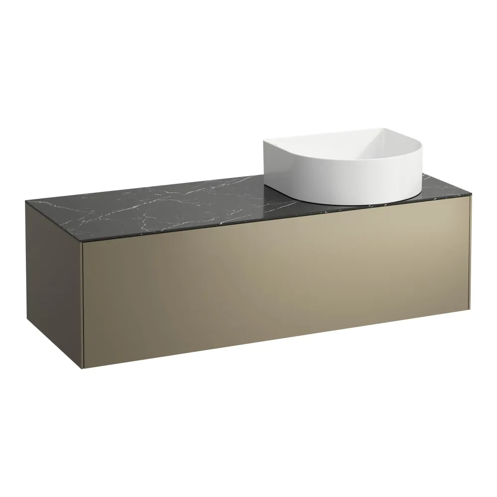 LAUFEN SONAR Schubladenelement, 1 Schublade, passend zu Waschtisch-Schalen H812340, H812341, H812342, H812343, Ausschnitt rechts 1175 x 455 x 340 mm #H4054230341421 - 142 - Deckplatte Nero Marquina, Korpus/Front Titan (lackiert)