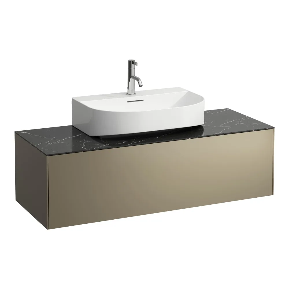 LAUFEN SONAR Schubladenelement, 1 Schublade, passend zu Aufsatzwaschtischen H816341, H816342 1175 x 455 x 340 mm #H4054510341421 - 142 - Deckplatte Nero Marquina, Korpus/Front Titan (lackiert)