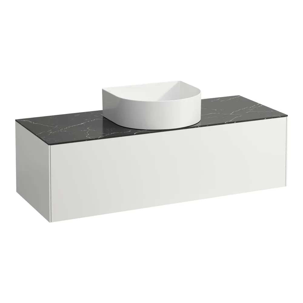 LAUFEN SONAR Schubladenelement, 1 Schublade, passend zu Waschtisch-Schalen H812340, H812341, H812342, H812343, Ausschnitt Mitte 1175 x 455 x 340 mm #H4054210341431 - 143 - Weiß matt & Nero Marquina