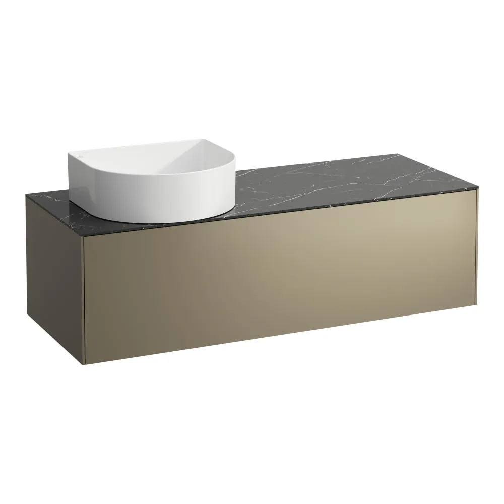 LAUFEN SONAR Schubladenelement, 1 Schublade, passend zu Waschtisch-Schalen H812340, H812341, H812342, H812343, Ausschnitt links 1175 x 455 x 340 mm #H4054220341421 - 142 - Deckplatte Nero Marquina, Korpus/Front Titan (lackiert)