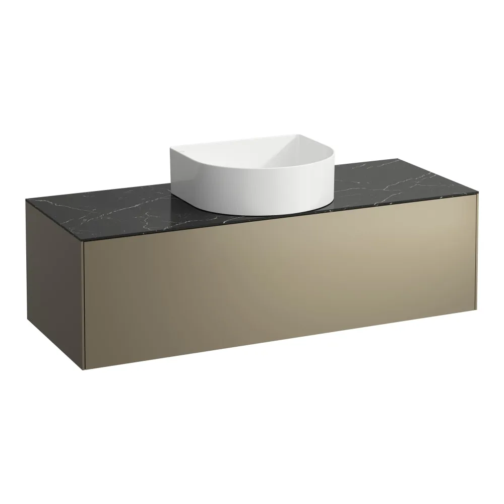 LAUFEN SONAR Schubladenelement, 1 Schublade, passend zu Waschtisch-Schalen H812340, H812341, H812342, H812343, Ausschnitt Mitte 1175 x 455 x 340 mm #H4054210341421 - 142 - Deckplatte Nero Marquina, Korpus/Front Titan (lackiert)