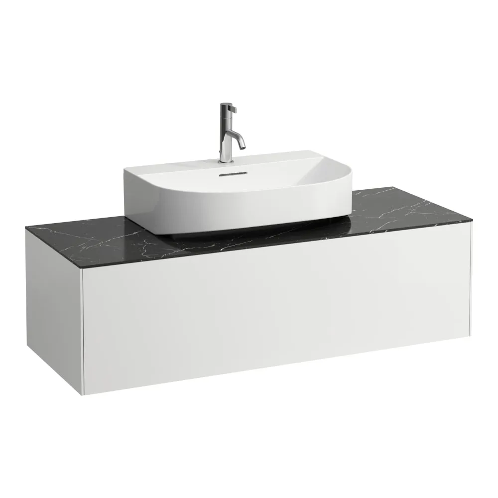 LAUFEN SONAR Schubladenelement, 1 Schublade, passend zu Aufsatzwaschtischen H816341, H816342 1175 x 455 x 340 mm #H4054510341431 - 143 - Weiß matt & Nero Marquina