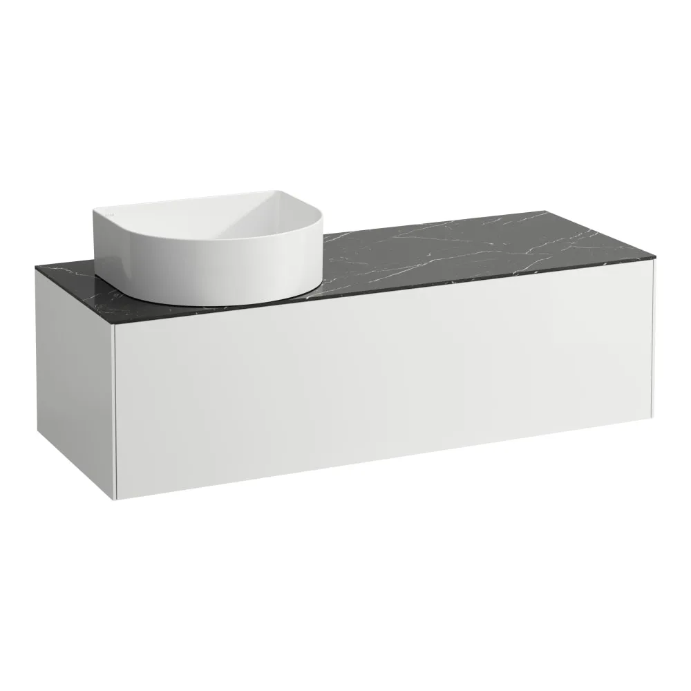 LAUFEN SONAR Schubladenelement, 1 Schublade, passend zu Waschtisch-Schalen H812340, H812341, H812342, H812343, Ausschnitt links 1175 x 455 x 340 mm #H4054220341431 - 143 - Weiß matt & Nero Marquina