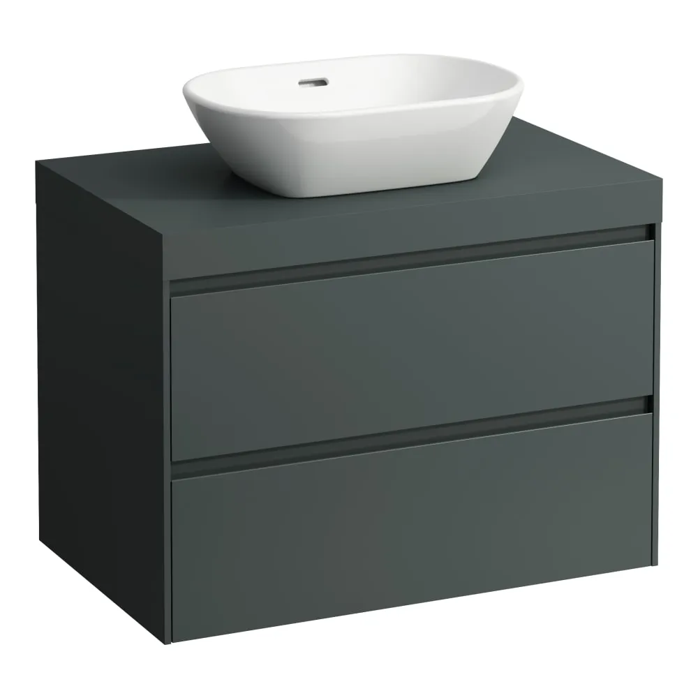 LAUFEN LANI Modular 800, Waschtischplatte 65 mm, (.266 Verkehrsgrau), Ausschnitt Mitte, 2 Schubladen 785 x 495 x 580 mm #H4055511122661 - 266 - Verkehrsgrau