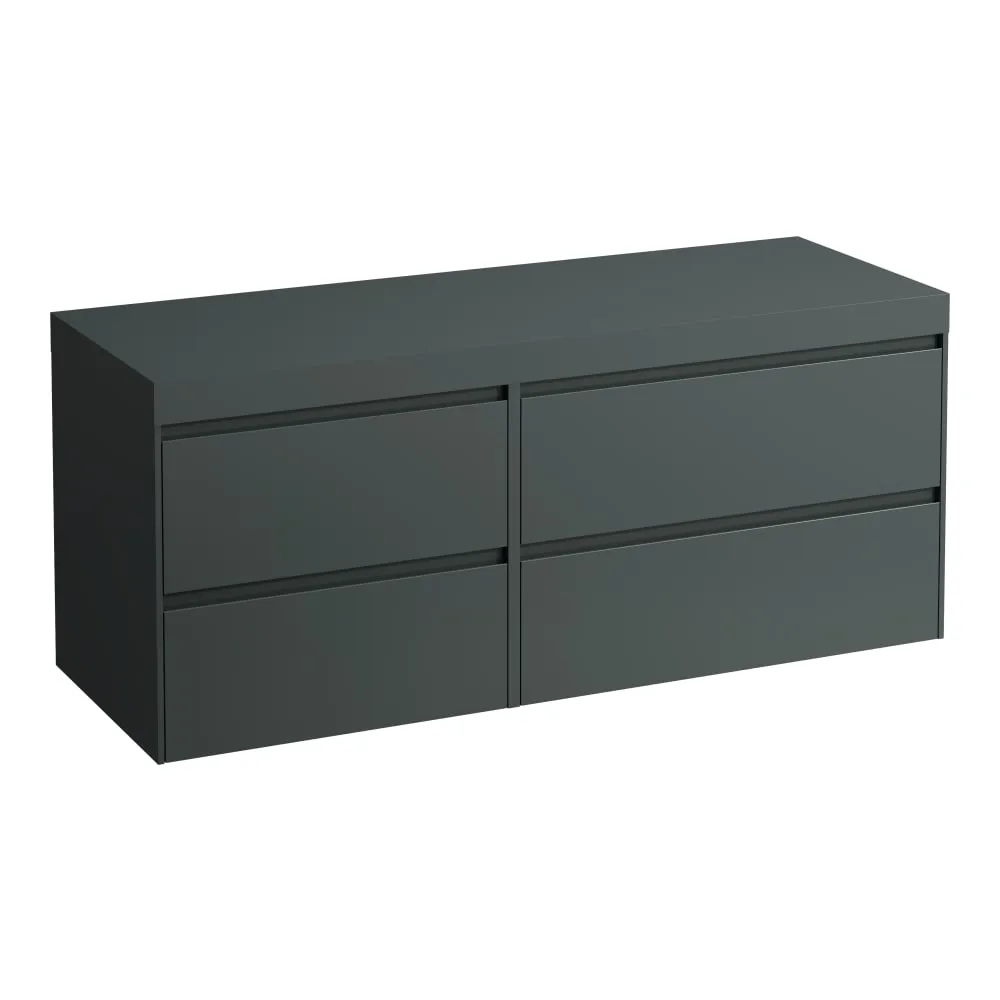 LAUFEN LANI Modular 1400, Waschtischplatte 65 mm (.266 Verkehrsgrau), ohne Ausschnitt, 4 Schubladen: Element 800 rechts + Element 600 links 1370 x 495 x 580 mm #H4055811122661 - 266 - Verkehrsgrau