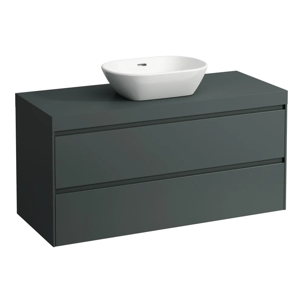 LAUFEN LANI Modular 1200, Waschtischplatte 65 mm (.266 Verkehrsgrau), Ausschnitt Mitte, 2 Schubladen 1185 x 495 x 580 mm #H4055711122661 - 266 - Verkehrsgrau