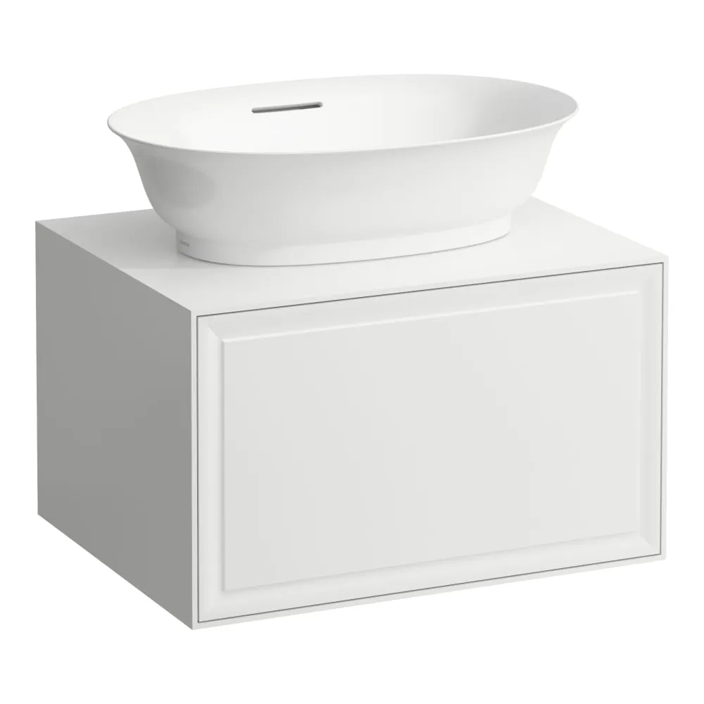 LAUFEN THE NEW CLASSIC Schubladenelement 600, 1 Schublade, mit Ausschnitt Mitte, passend zu Waschtisch-Schalen H812850, H812851, H812852, H812853 575 x 455 x 345 mm #H4060010856311 - 631 - Weiß glänzend