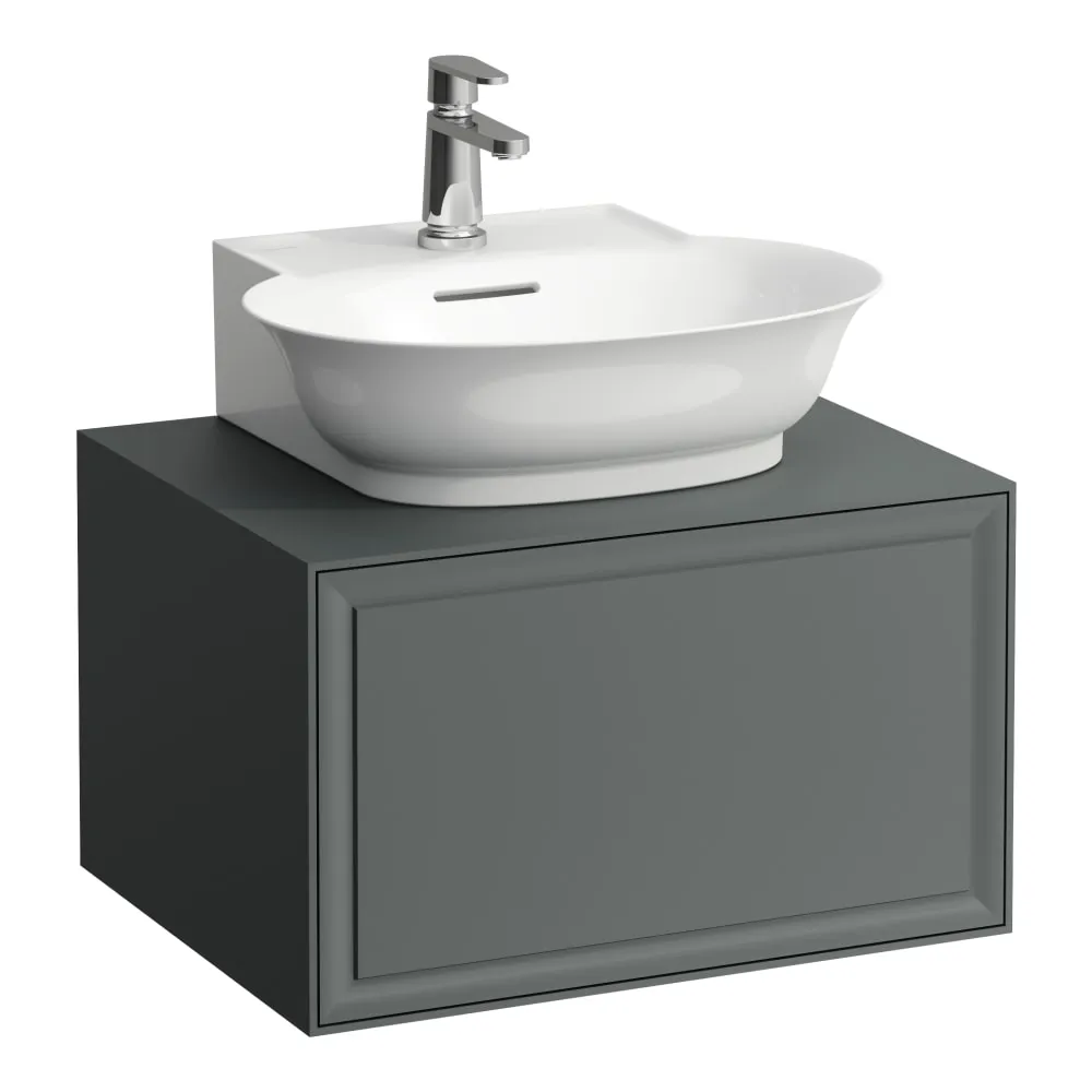 LAUFEN THE NEW CLASSIC Schubladenelement 600, 1 Schublade, mit Ausschnitt Mitte, passend zu Aufsatzhandwaschbecken H816852 575 x 455 x 345 mm #H4060030856271 - 627 - Verkehrsgrau