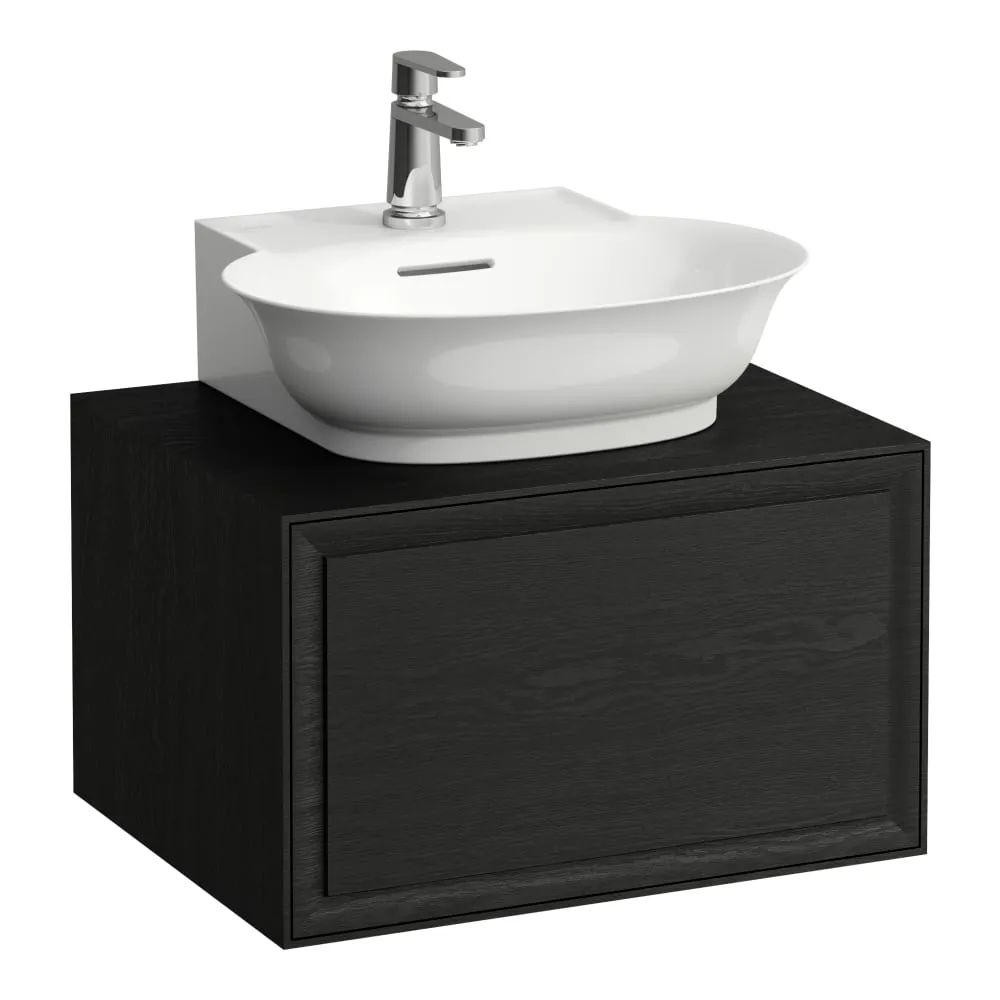 LAUFEN THE NEW CLASSIC Schubladenelement 600, 1 Schublade, mit Ausschnitt Mitte, passend zu Aufsatzhandwaschbecken H816852 575 x 455 x 345 mm #H4060030856281 - 628 - Geschwärzte Eiche