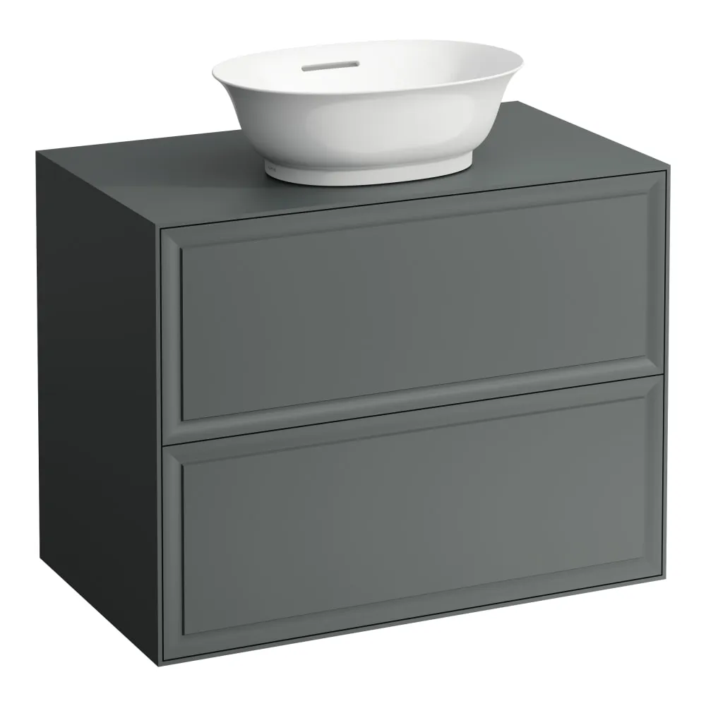 LAUFEN THE NEW CLASSIC Schubladenelement 800, 2 Schubladen, mit Ausschnitt Mitte, passend zu Waschtisch-Schalen H812850, H812851, H812852, H812853 775 x 455 x 600 mm #H4060120856271 - 627 - Verkehrsgrau