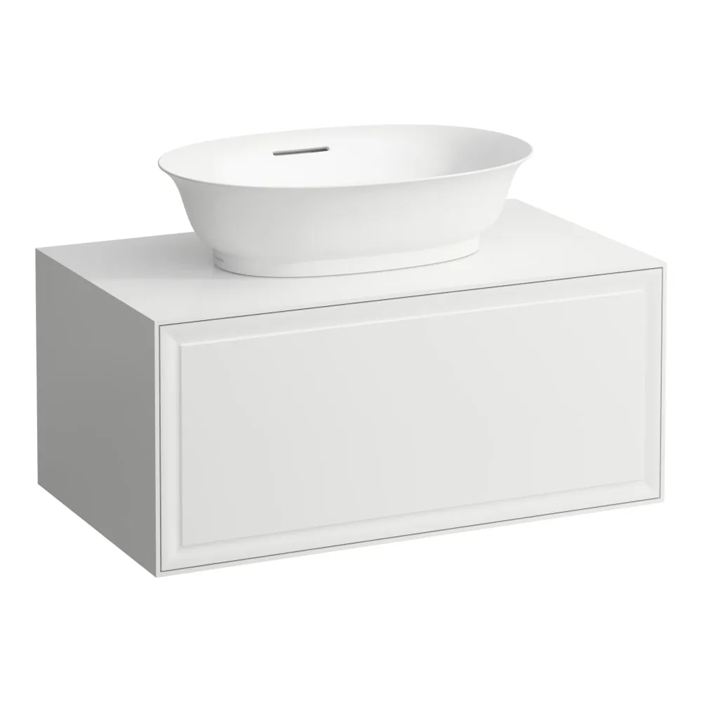 LAUFEN THE NEW CLASSIC Schubladenelement 800, 1 Schublade, mit Ausschnitt Mitte, passend zu Waschtisch-Schalen H812850, H812851, H812852, H812853 775 x 455 x 345 mm #H4060110856311 - 631 - Weiß glänzend