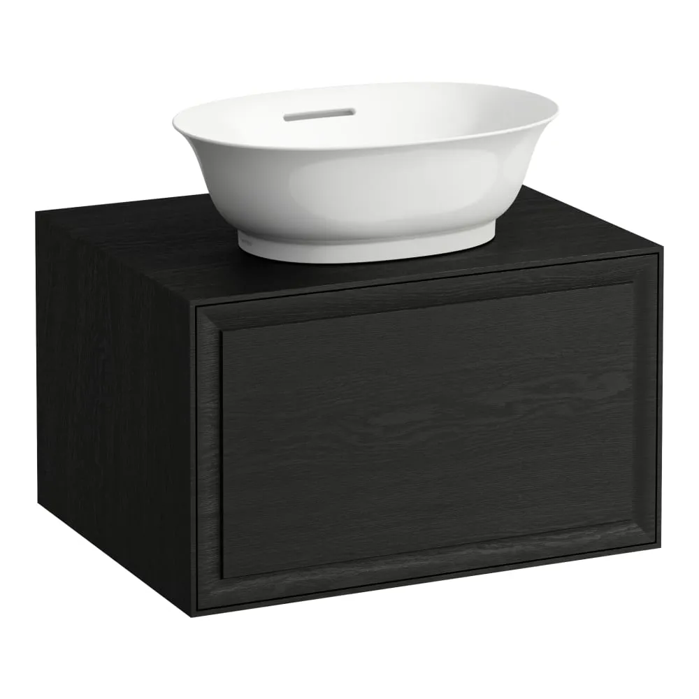 LAUFEN THE NEW CLASSIC Schubladenelement 600, 1 Schublade, mit Ausschnitt Mitte, passend zu Waschtisch-Schalen H812850, H812851, H812852, H812853 575 x 455 x 345 mm #H4060010856281 - 628 - Geschwärzte Eiche