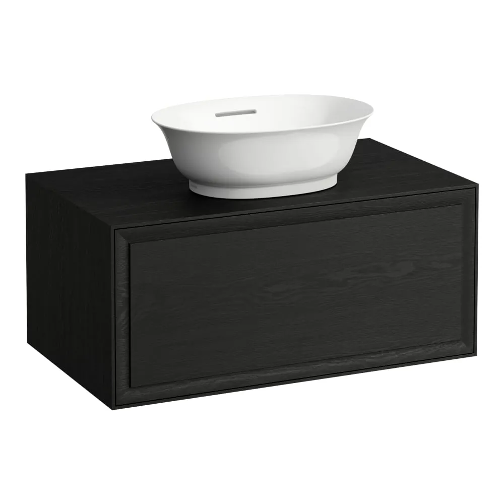 LAUFEN THE NEW CLASSIC Schubladenelement 800, 1 Schublade, mit Ausschnitt Mitte, passend zu Waschtisch-Schalen H812850, H812851, H812852, H812853 775 x 455 x 345 mm #H4060110856281 - 628 - Geschwärzte Eiche