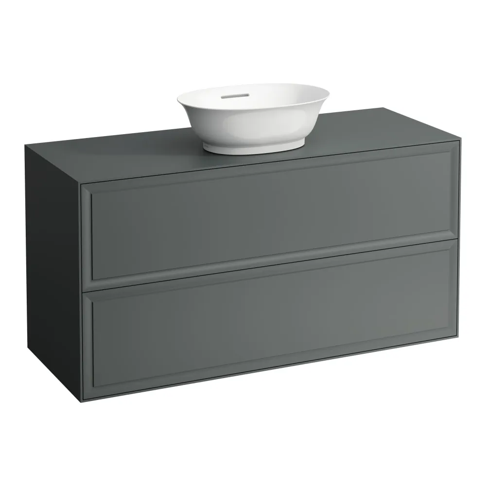 LAUFEN THE NEW CLASSIC Schubladenelement 1200, 2 Schubladen, mit Ausschnitt Mitte, passend zu Waschtisch-Schalen H812850, H812851, H812852, H812853 1175 x 455 x 600 mm #H4060220856271 - 627 - Verkehrsgrau