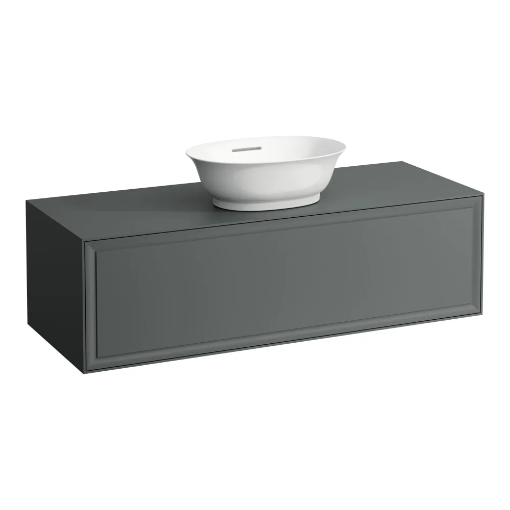 LAUFEN THE NEW CLASSIC Schubladenelement 1200, 1 Schublade, mit Ausschnitt Mitte, passend zu Waschtisch-Schalen H812850, H812851, H812852, H812853 1175 x 455 x 345 mm #H4060210856271 - 627 - Verkehrsgrau