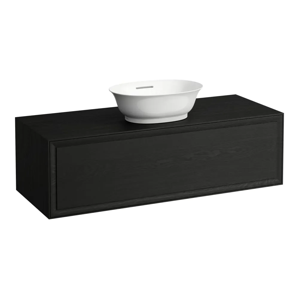 LAUFEN THE NEW CLASSIC Schubladenelement 1200, 1 Schublade, mit Ausschnitt Mitte, passend zu Waschtisch-Schalen H812850, H812851, H812852, H812853 1175 x 455 x 345 mm #H4060210856281 - 628 - Geschwärzte Eiche